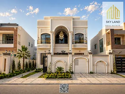 Villa (classic design) for sale in Ajman | Al Yasmin area | 6 rooms, majlis, 3 halls and roof | Freehold ownership for all nationalities | Price inclu