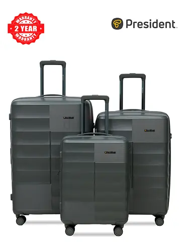 3-Piece President Hardshell Luggage Set – OLIVE, Roller Suitcases (Large, Medium, Carry-On) 66770