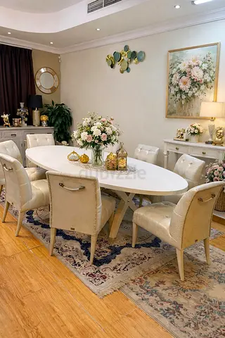 FENDI— Oval Shaped Leather Dining Table With Chairs