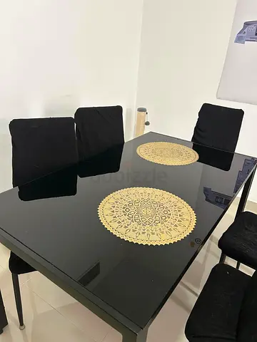 Dining table only with glass top and steel frame 80x140