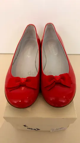 Armani Junior Red Patent Leather Ballet Flats with Bow - Size Unknown