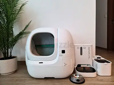 Automatic Self-Cleaning Cat Litter Box with Food  Water Dispensers (White)
