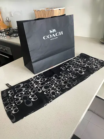 Coach Black Monogram Silk Scarf