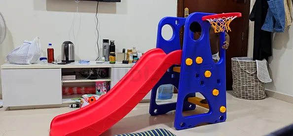 Kids Slide with Mini Basketball Hoop - Good Condition