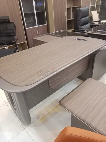 Executive Office Desk with Return - Walnut Finish