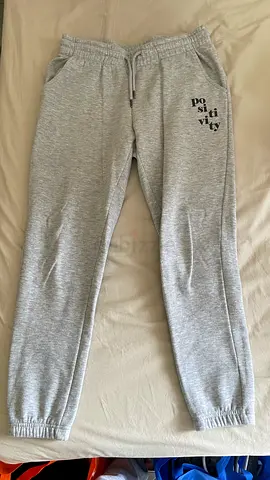 Light Grey Positivity Sweatpants — Comfortable Cotton Joggers, Size M
