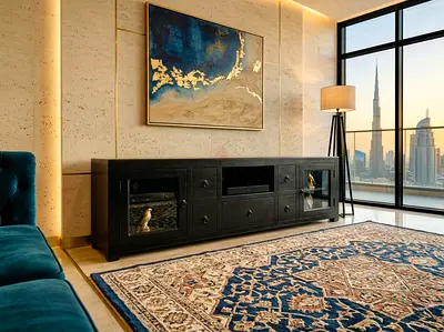 Marina Home solid wood TV Unit with 5 Drawers 2 Doors