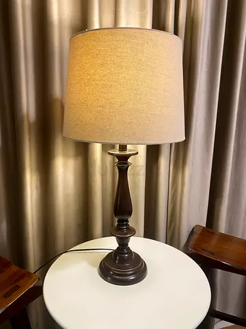 Classic Wooden Table Lamp with Fabric Shade - Good Condition (send your offer)