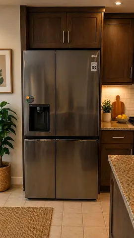 LG Stainless Steel French Door Refrigerator with Water Dispenser - Good Condition