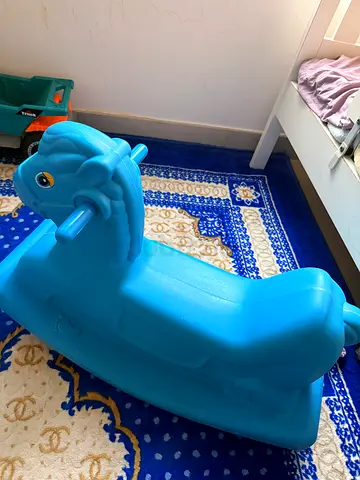Blue Plastic Rocking Horse for Toddlers - Good Condition