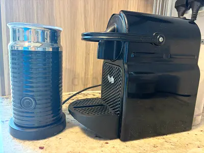 Nespresso Inissia Machine with Aeroccino Milk Frother - Black