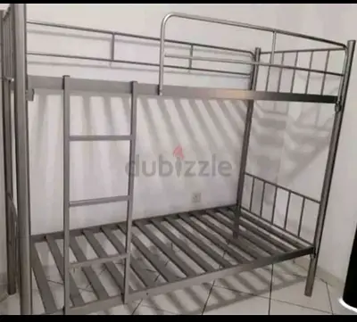 Metal Bunk Bed Frame - Sturdy Double/Single Bunk (Silver) with 2 mattress.
