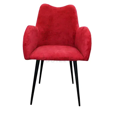 Set of 6 Red Upholstered Dining Chairs