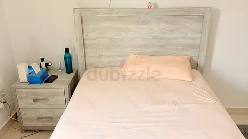Single Bed Frame | Matching Nightstand - Light Grey Wood Finish. Englander Mattress worth 1700 free