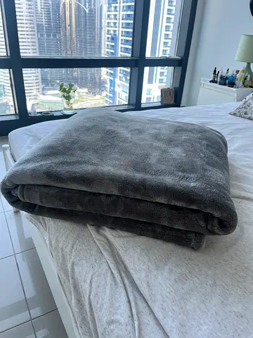 Soft Grey Faux Fur Throw Blanket - Lightly Used
