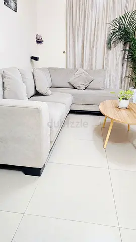 Light Grey L-Shaped Fabric Sofa — Good Condition