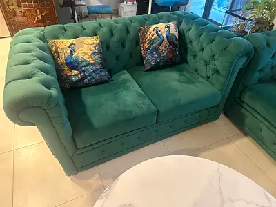 Emerald Green Chesterfield 3+2-Seater Sofa (Good Condition)
