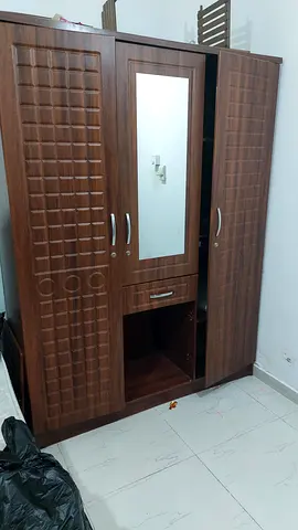 3-door wooden wardrobe with mirror - good condition