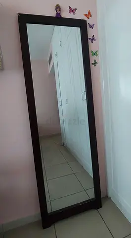 Full-length Standing Mirror with Dark Wood Frame - Good Condition