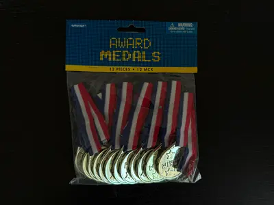 12 Pcs Plastic Gold Winners Medals - FIX PRICE