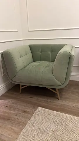 Green Velvet Accent Armchair — Good Condition