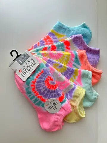 Set of 6  Colorful No-Show Socks
