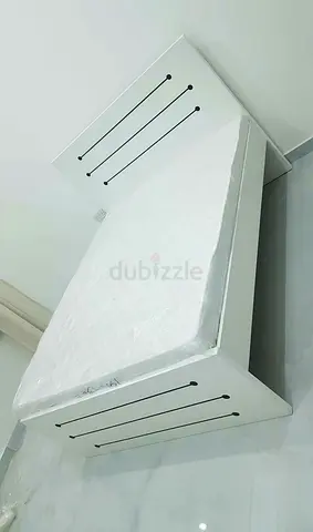 White wooden double bed frame with mattress - good condition