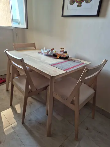 Light Wood Dining Table with 4 Chairs - Good Condition