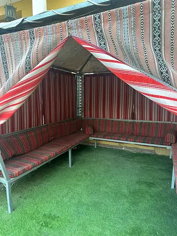 Traditional Outdoor Majlis Tent with Seating Cushions (Arabic Style)