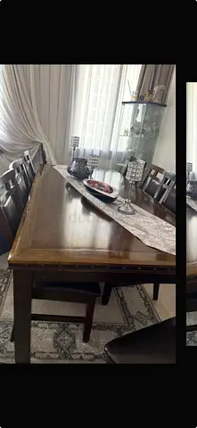 Solid Wood Dining Table with 6 Chairs - Good Condition