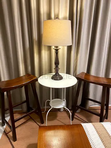 Full set - Ikea lindved Table with Lamp and 2 Wood chairs