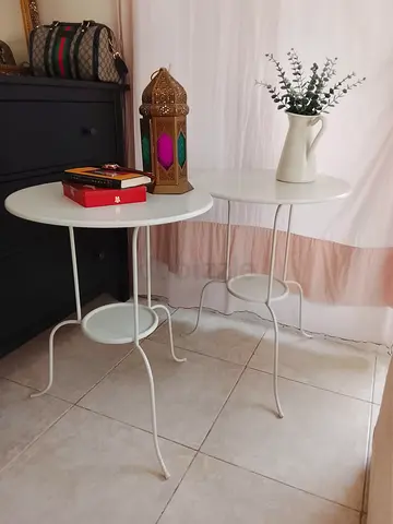 White Round Ikea Tables x2