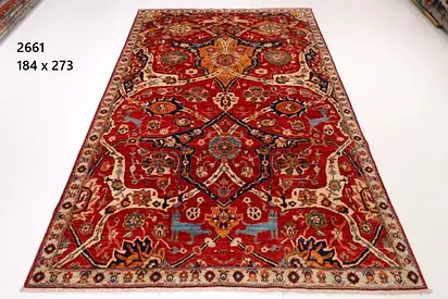 1.8x2.7m afghan Handwoven Red bidjar -Style Rug 184 x 273 cm