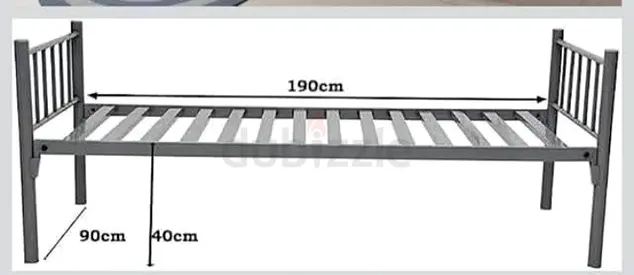 Single Metal Bed Frame with Slats (90 x 190 cm)