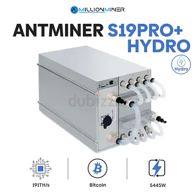 Antminer S19 Pro+ Hydro 191TH/s Bitcoin Miner (5445W) - Water Cooled