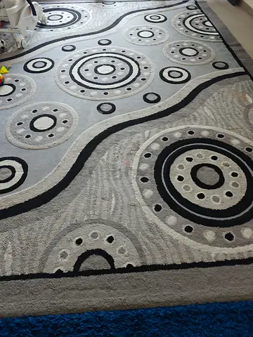 Take both the carpet at throw away price Large Gray Abstract Circular Pattern Rug - Good Condition