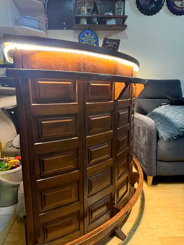 Wooden bar table with led string light