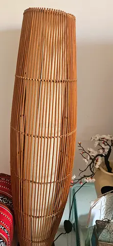 Tall Rattan/Wicker Floor Lamp Shade (Natural Bamboo) - Decorative