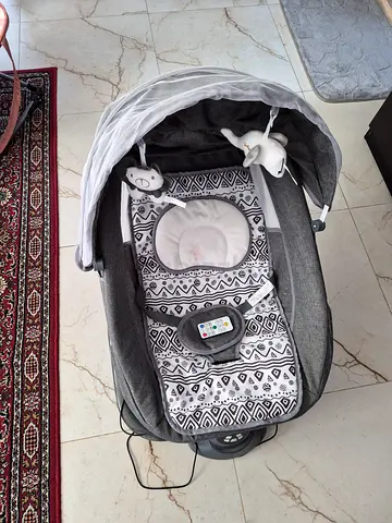 Portable Baby Bouncer/Rocker with Canopy and Toy Bar - Good Condition
