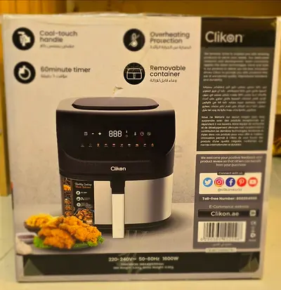 Clikon 7L Digital Air Fryer - 1600W, Touch Control (Like New Boxed)