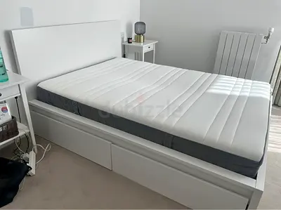 Ikea malm double size storage bed with ikea mattress