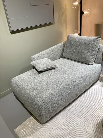 Modern Light Grey Chaise Lounge / Single Sofa