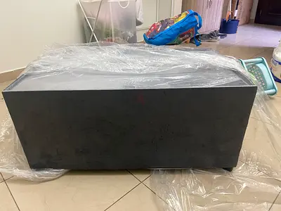 Minimalist Rectangular Upholstered Ottoman / Coffee Bench - Dark Grey