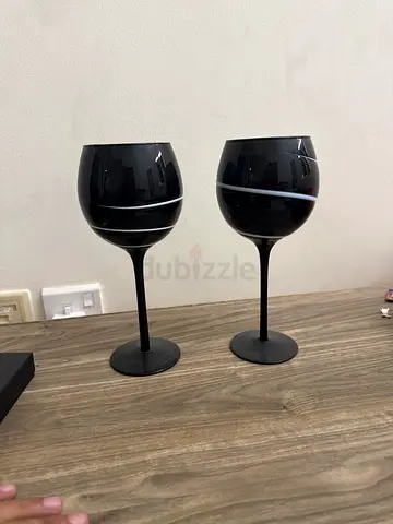Pair of decorative black goblet vases - free
