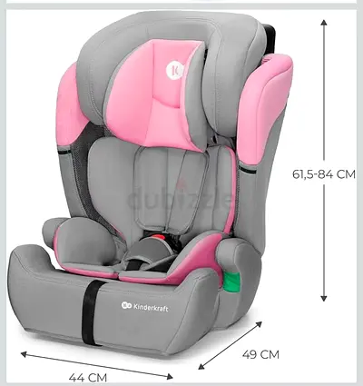 Kinderkraft Adjustable Pink  Grey Convertible Car Seat (Group 1/2/3) - Good Condition