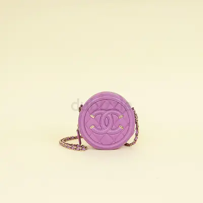 Authentic Chanel Purple Round CC Filigree Crossbody Bag