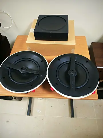 Sonos and Bower and Wilkins Ceiling Speaker airplay. Wireless amp