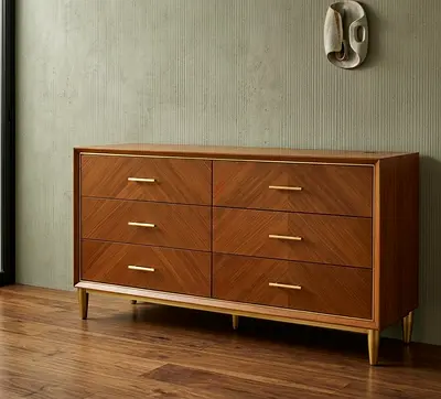 Mid-century Modern 6-Drawer Wooden Dresser - Walnut Finish