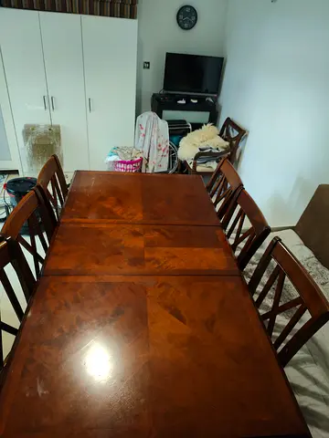 Solid Wood Extendable Dining Table with 6 Chairs - Good Condition