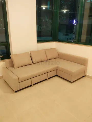 IKEA L Shape Sofa cum bed with big storage and you can fix the storage left or right anyside